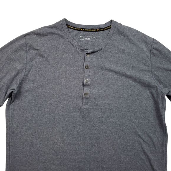 Under Armour Project Rock Henley Shirt Mens 2XL Gray 3/4 Sleeve Raglan - Picture 9 of 12